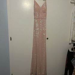 Prom dress long- pink sequin