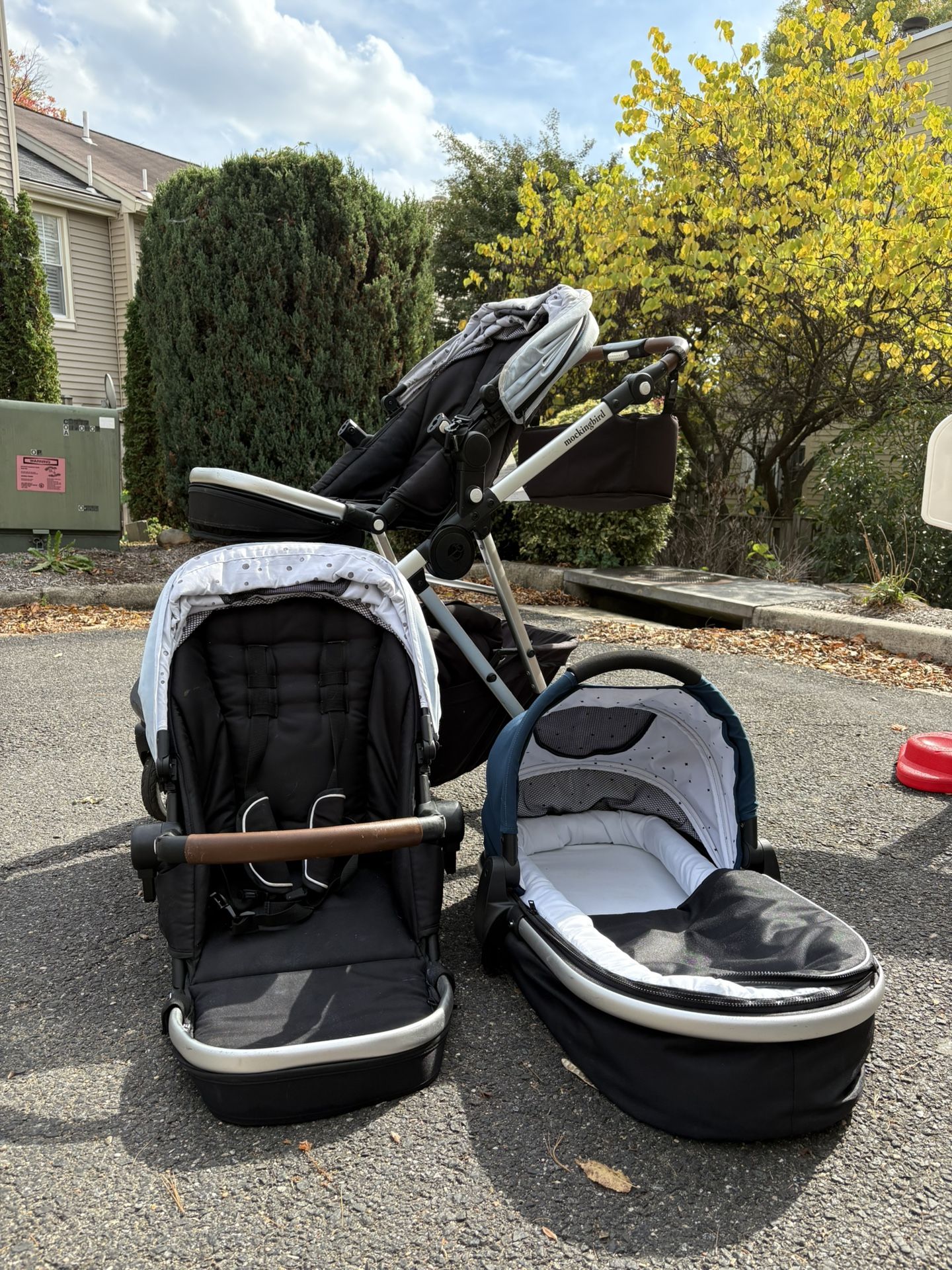 Mockingbird Single To Double Stroller With Two Seats And Bassinet Attachment