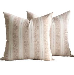NewFloral Pillow Covers 20x20 Inch Set of 2, Vintage Striped Block Print