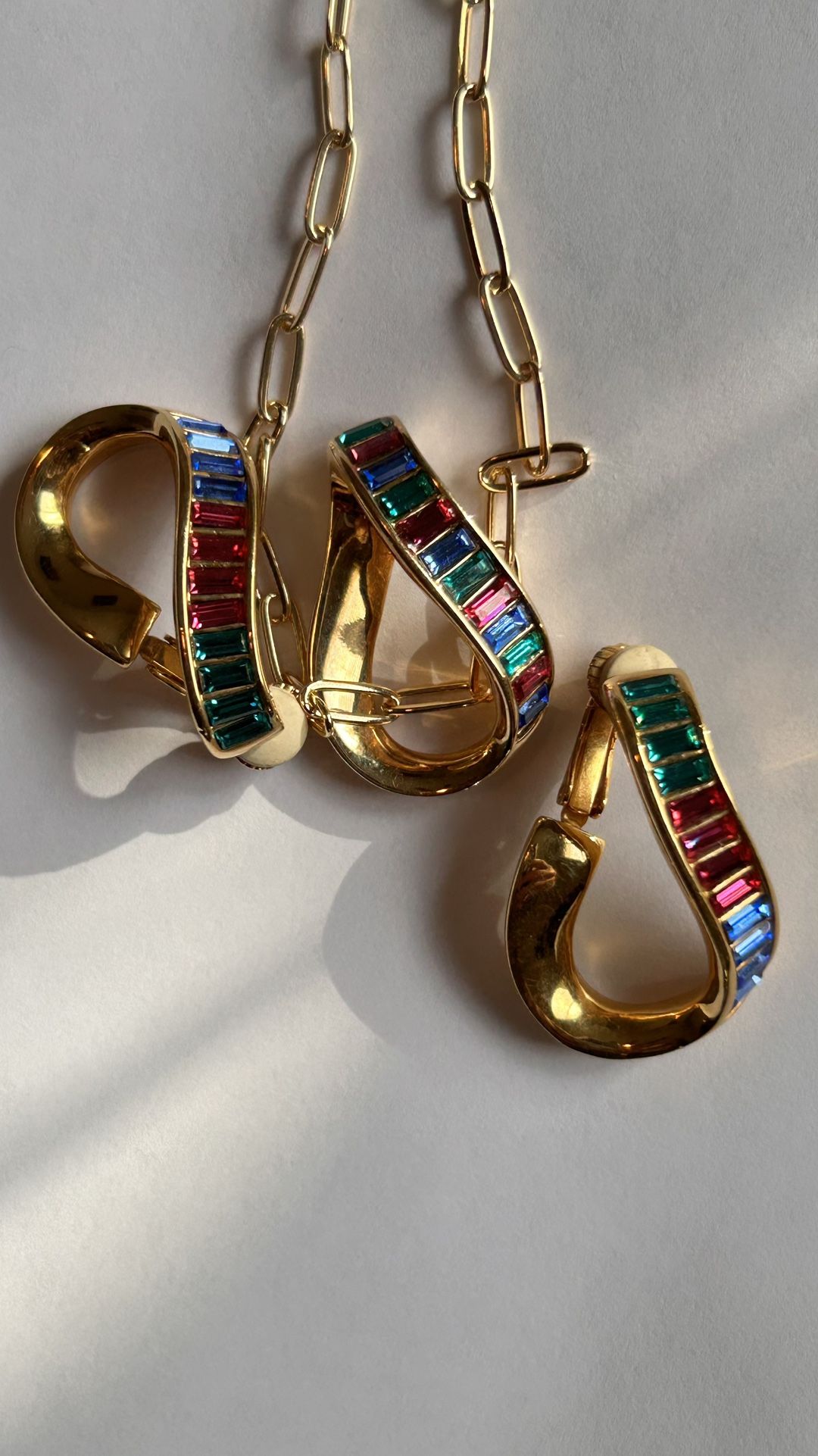 Vintage Gold Swarovski Complete Set Of Necklace And Earrings