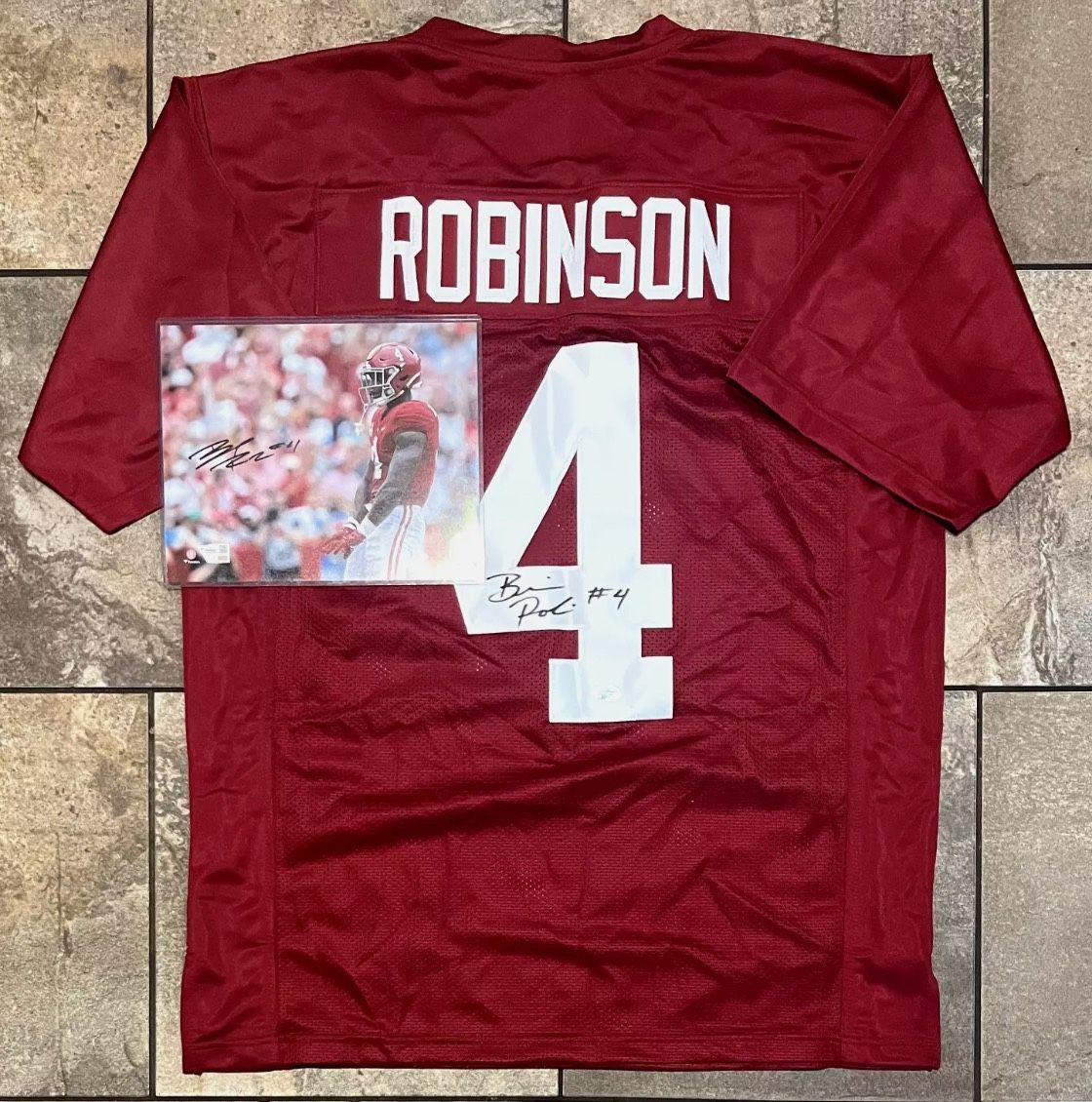 Brian Robinson Jr. Signed Alabama Crimson Tide Custom Jersey And Photo