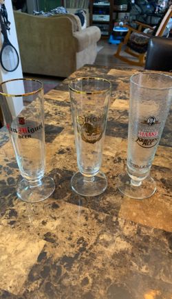 Vintage footed beer glasses