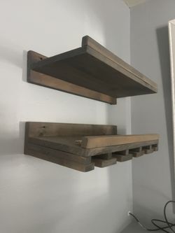 Wine Glass Holder And Bottle Holder Floating Shelves