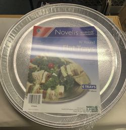 16" round aluminum flat trays, pack of 6