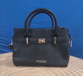 bebe Black Faux Leather Evie Small Satchel Bag