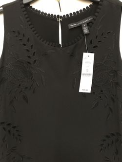 WHBM SL Etta Black Embroidered Shell, Sz S, NWT