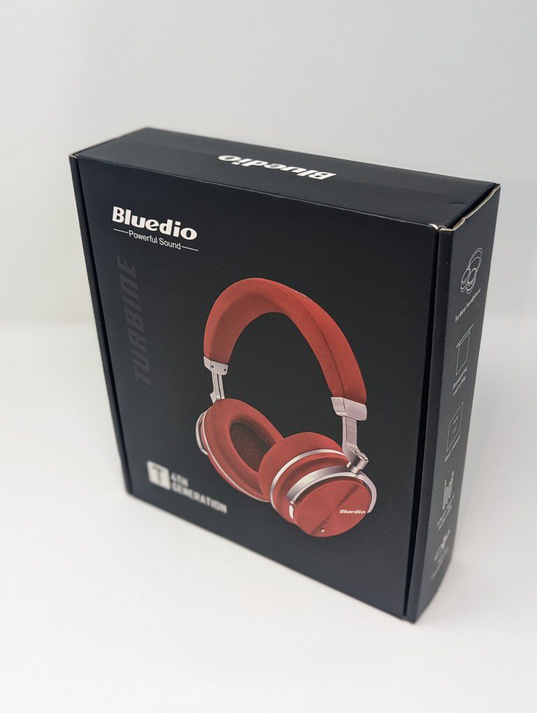 Red & Silver Bluedio T4 (Tur/bine) Active Noise Cancelling Bluwetooth Headphones with Mic Over-Ear Swiveling Wired and Wireless Headphones Headset for
