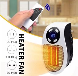 Wall-Outlet Air Heating Mini Electric Portable Heater Warm Blower Radiator Remote