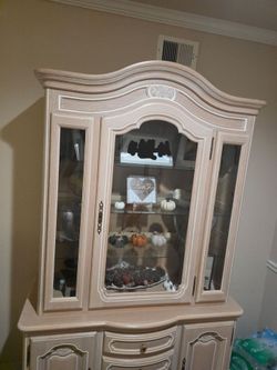 French Provincial China Cabinet Hutch