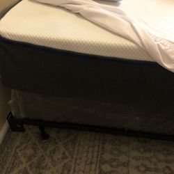 Queen size memory foam mattress with boxspring and bedframe