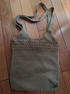 Knit crochet hobo bag shoulder tote