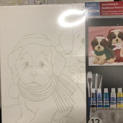 12” X 12” Christmas Puppy Canvas Art Kit