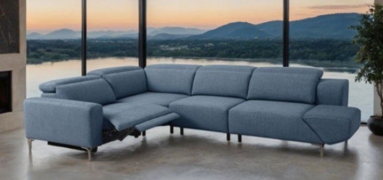 Brand New Blue Super Plush Power Reclining Sectional Sofa 