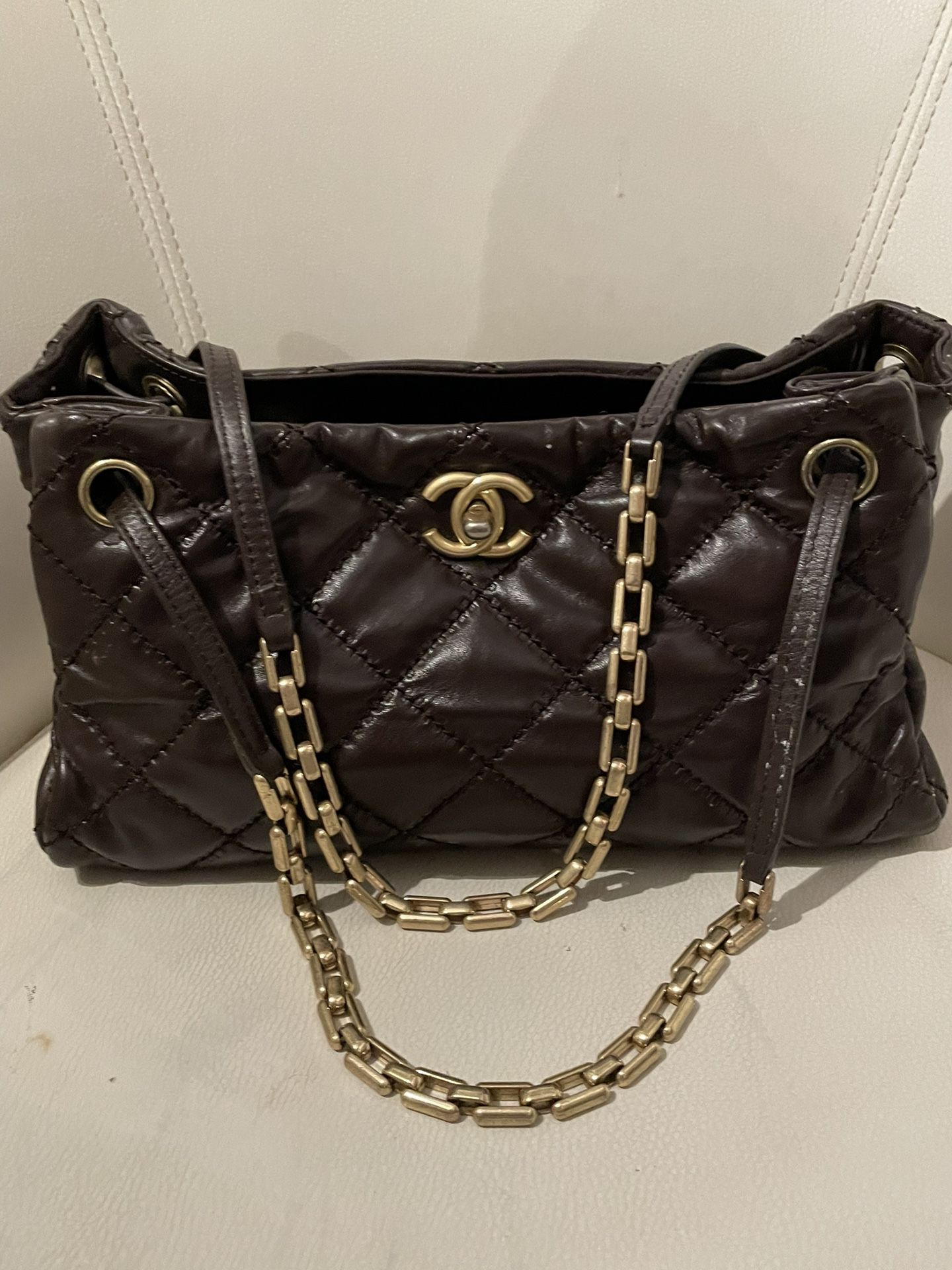 Chanel Quilted Shoulder Bag Brown
