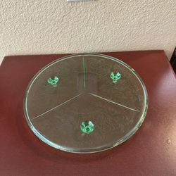 Vintage URANIUM GLASS Cake Platter  
