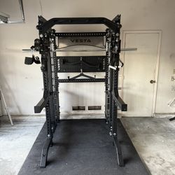 PRO SERIES Ultimate 3-1 Half Rack Functional Trainer w/Smith Machine Bar | 400lb Stack | Gym Equipment | Fitness | Commercial | Squat Rack 