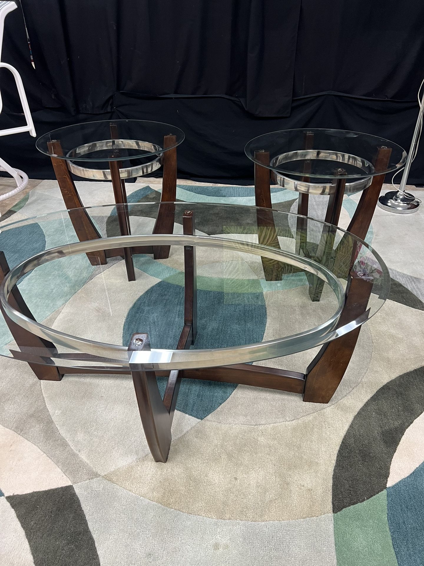 Glass Coffee Table & 2 End Tables