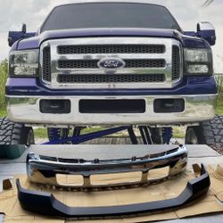 New Front Bumper Upper And Lower Chrome For Ford F250 and F350 From 2005 to 2007 and Excursion 2005