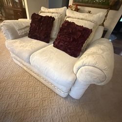 Beautiful & Comfy Overstuffed Loveseat, Armchair And Ottoman