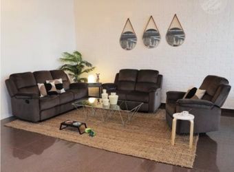 3-Piece Dark Brown Recliner Sofa Set