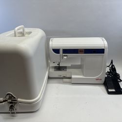 Elna 3210 Jeans Mechanical Sewing Machine Model 506TLE W/ Pedal & Carry Case
