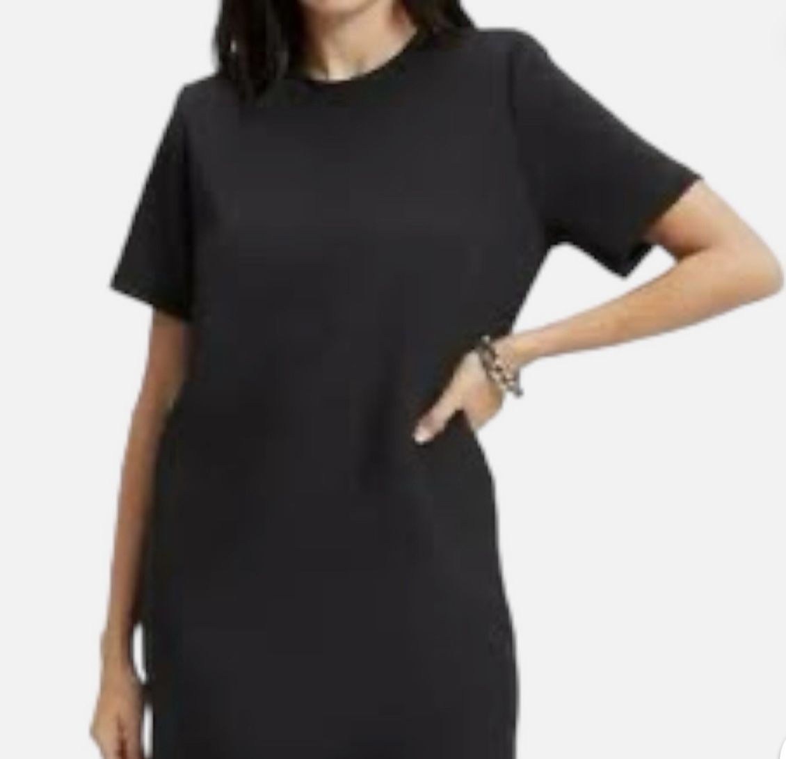 Good American Black Scuba Dress Padded Shoulder Modern Simple Mini size 2 (m)