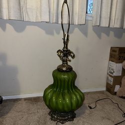Vintage green glass lamp