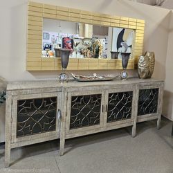 New Solid Wood 107" Super Console Cabinet, Tv Stand, or Accent Sideboard