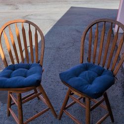 Solid oak swivel top chairs