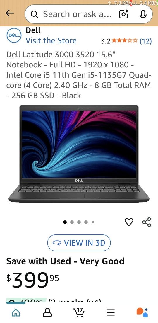 Dell Latitude Dell Latitude 3520 Intel Core i5 11th Gen i5-1135G7 Quad Core