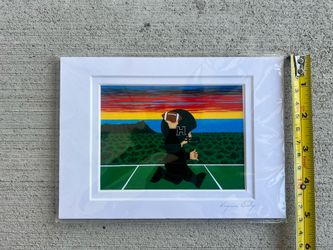 Signed Art Print by Virginia Bishop – Football Player – New, Hand Signed