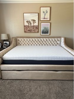 Tufted Velvet Daybed with Trundle (full size mattress included)