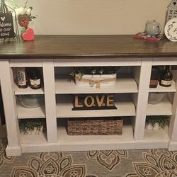 Morelle White/Espresso 72" Kitchen Island With 13" Drop Down Leaf | Storage | Shelves | Drop Leaf