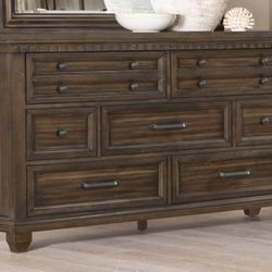 Brand New 7-Drawer Acacia Brown Dresser