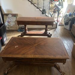 Two Antique Wood Coffee Tables 