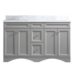 60" Double Sink Bathroom Vanity with Marble Countertop