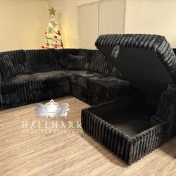 Fluffy Sleeper Storage Sectional Couch