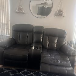 Genuine Leather 2 Recliners 