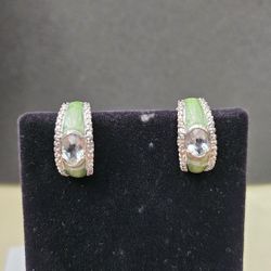 Prasiolite Earrings  ( Clip On )