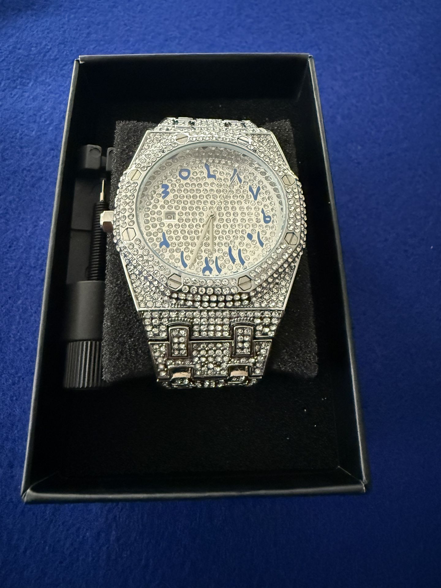 Iced-Out Arabic Dial Watch – Heavy Bustdown Style – $300 OBO (Looks $10K)