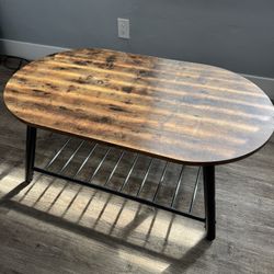 41.7" Rustic Oval 2 Tier Coffee Table