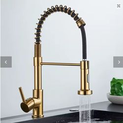 Brushed Gold Kitchen Faucet Pull Down 2-way Spray Single Handle Hot Cold Water Mixer Tap 360 Rotation Torneira Cozinha Mixer Tap