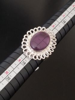 Silver and Amethyst Ring Size 8