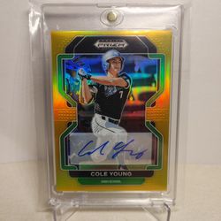 2022 Cole Young Prizm Draft Picks Gold Prizm Auto /10 #PDP21