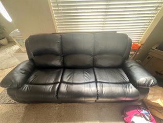 Black Leather 3-Seat Sofa