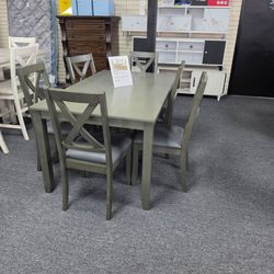 Gray-Green Dining Table Set with 6 Chairs 🚚WE DELIVER🚚