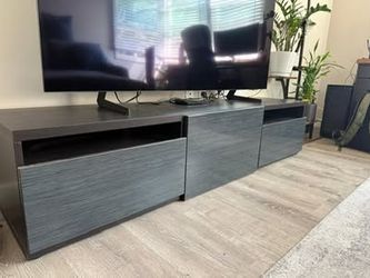 TV stand with drawers and door (black/gray)