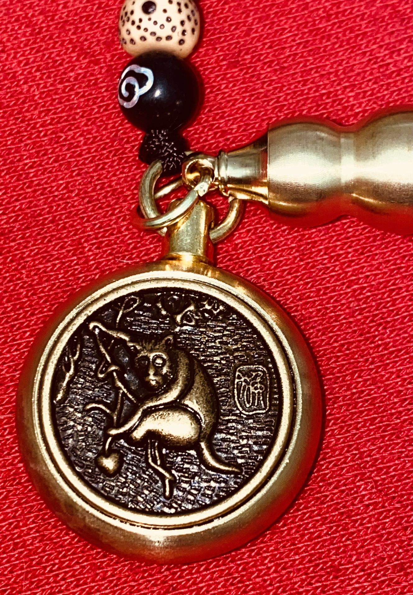 Pure Brass Monkey Zodiac Keychain Pendant, Rope, Keychain Hanging Jewelry