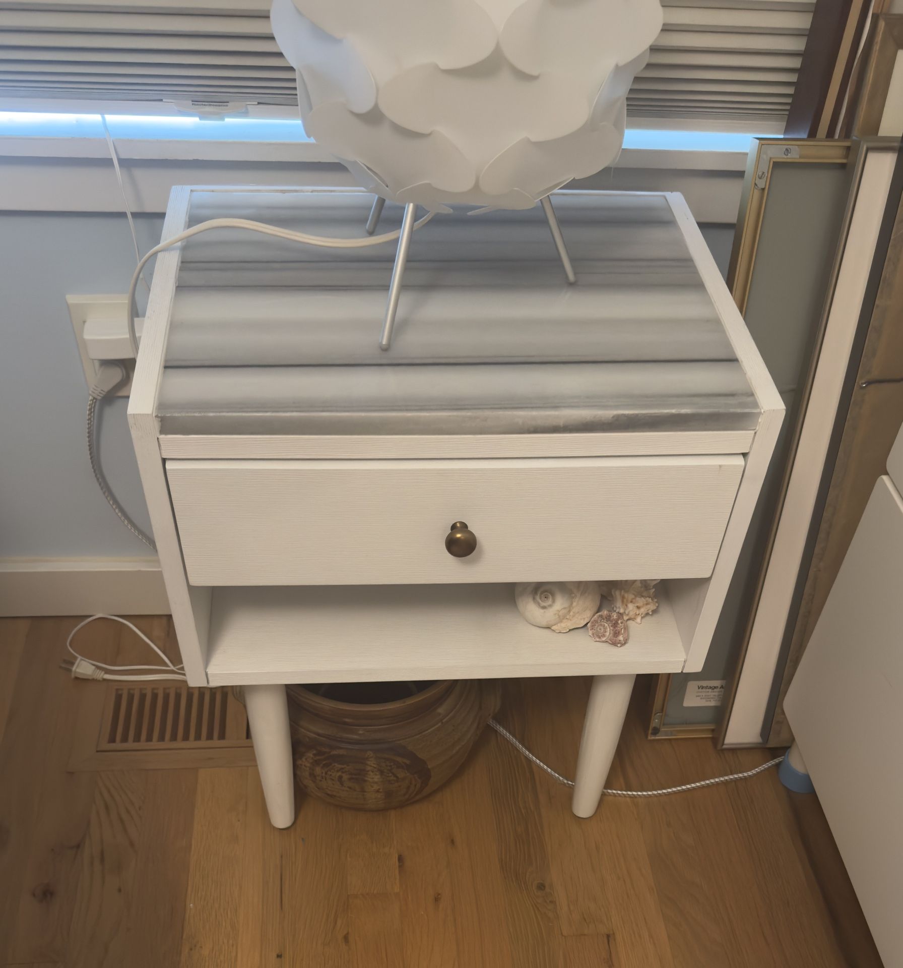 White Nightstand Marble Top