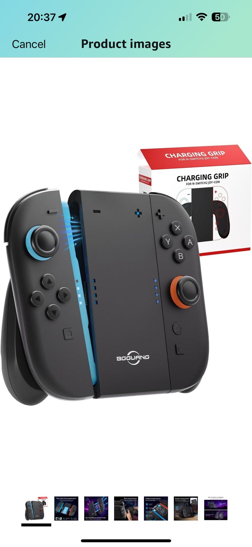 Switch 2 Joycon Charging Grip with Built-in 2000 mAH Battery, Super Magnetic Charger Handle for Nintendo Switch 2 Joycons, Ergonomic Controller Grips 